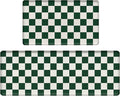 Bulijojo Green Buffalo Plaid Anti Fatigue Kitchen Floor Mats Set of 2 Waterproof Kitchen Sink Runner Rug Standing Mat Cushioned Kitchen Rugs Comfort Doormat 17"x47"+17"x30"