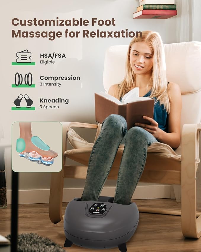 2026 Upgrade FSA Eligible HSA Foot Massager, Shiatsu Foot Massager Machine with Heat and Compression for Plantar Fasciitis Neuropathy, Remote Control, Gifts, Size 14