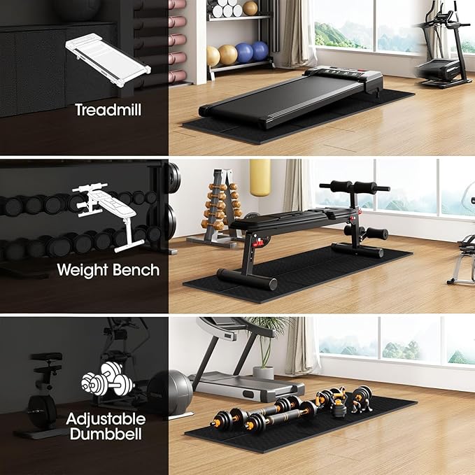 Walking Pad Mat for Carpet, Treamill Mat for Hardwood Floors, High Density, 0.2" Thickness, Folable, Floor Protection Mats for Bike, Elliptical, Treadmill