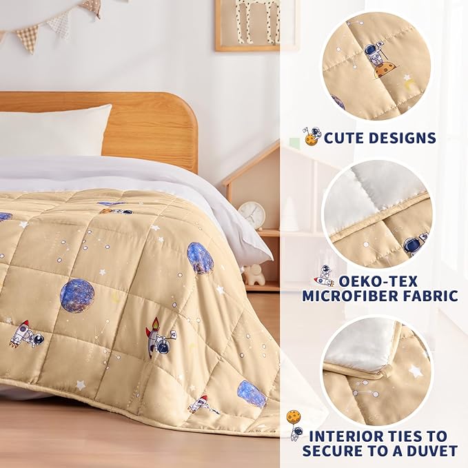 anfie Weighted Blanket Kids(40"x60" 7lbs) Weighted Blanket Cooling Blanket for Sleeping,Throw Size Breathable Blanket with Premium Glass Bead(Space Beige)