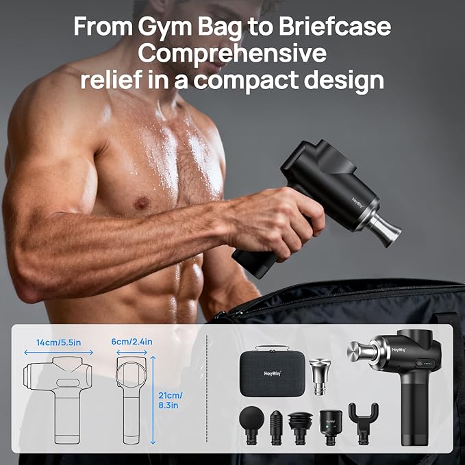 Professional Muscle Massage Gun Deep Tissue with Metal Head Therapy, Portable Handheld Muscle Massager, Percussion Back Body Masajeador 12mm Amptitude, FSA Eligible & HSA Approved