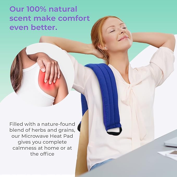 Microwavable Heating Pads for Lower Back, Neck, and Shoulder Pain Relief - Moist Microwave Heating Pad for Muscles and Joints - Microwave Hot Pack Heat Pad for Cramps -3 Heat Pack Blue