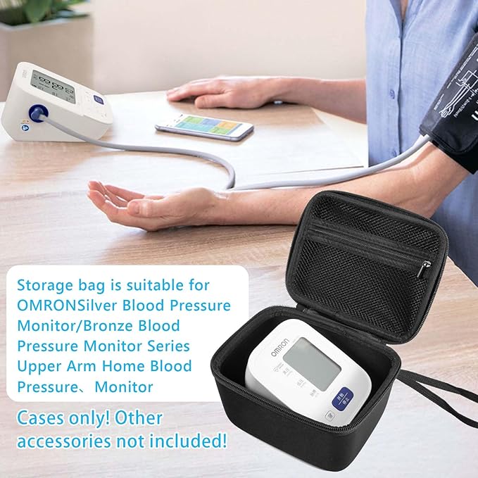 Hard Carrying Case Compatible with OMRON Blood Pressure Monitor Bronze BP5100 / Upper Arm 3 Series Home Blood Pressure Monitor,Wrist Blood Pressure Monitor Storage Organizer Bag with Handle(Case Only)