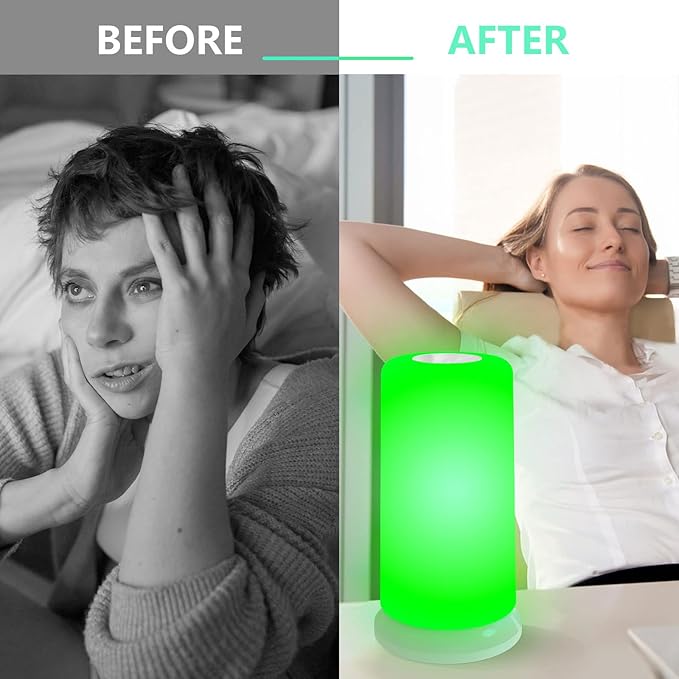 Green & White Light Therapy Lamp for Migraines, Headaches, Insomnia, Anxiety Relief, Light Sensitivity - Soft Mode for Fast Asleep