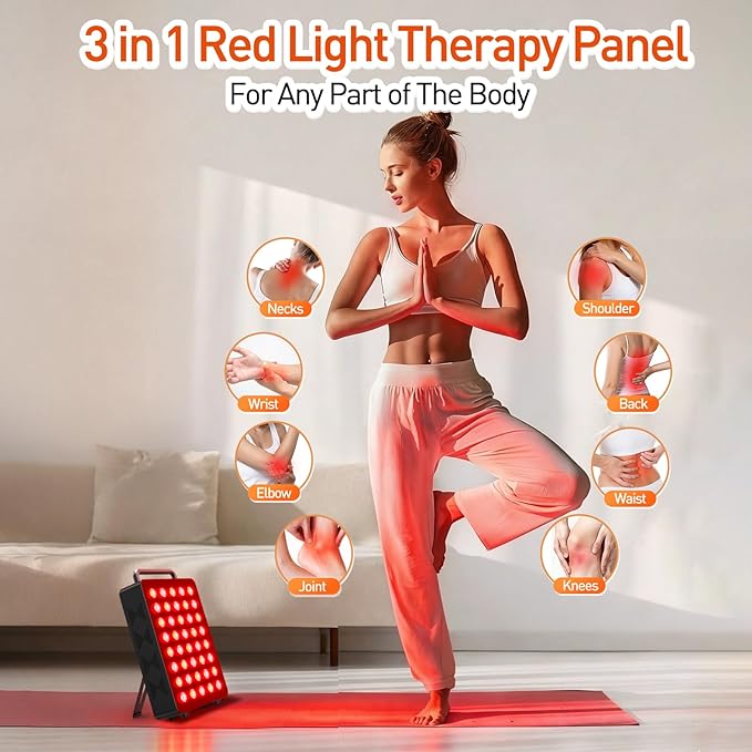 Red Light Therapy Panel 5 Wavement 40 Dual Chip High-Efficiency LEDs 630+660+810+830+850nm Red and Near Infrared Lamp Therapy Device 60W Timer & Stand for Body Pain Relief Face Skin Health