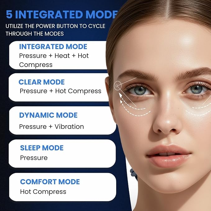 Eye Massager with Heat Bluetooth Smart Off, for Eye Relaxing, Migraine Stress Relief, Improves Sleep, Comforts Dry Eyes Tired Puffy Eyes. Gift for Birthday Father’s, Mother’s Day, Men, Women
