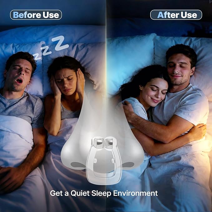 Anti Snoring Devices, Snore Stopper with Adjustable Magnet, Silicone Nose Clip Stop Snoring, Effective to Relieve Snoring, Snoring Solution for Comfortable and Quieter Sleep, Clear, M