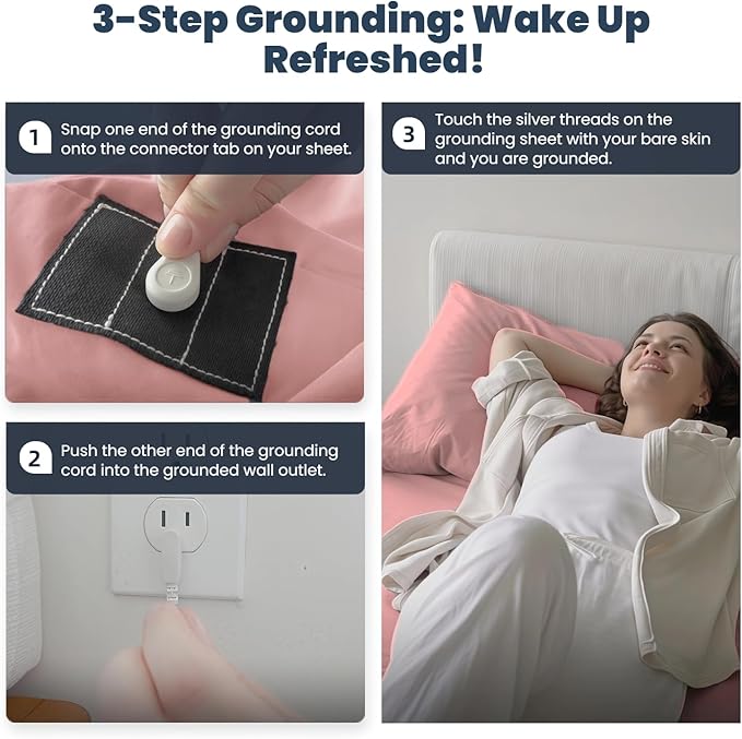 OKOHEY Grounding Fitted Sheets with 15ft Earthing Cord, California King Size, 90% Organic Cotton + 10% Silver Fiber, Soft & Breathable Grounded Sheet for Better Sleep and Enhanced Wellness, Pink