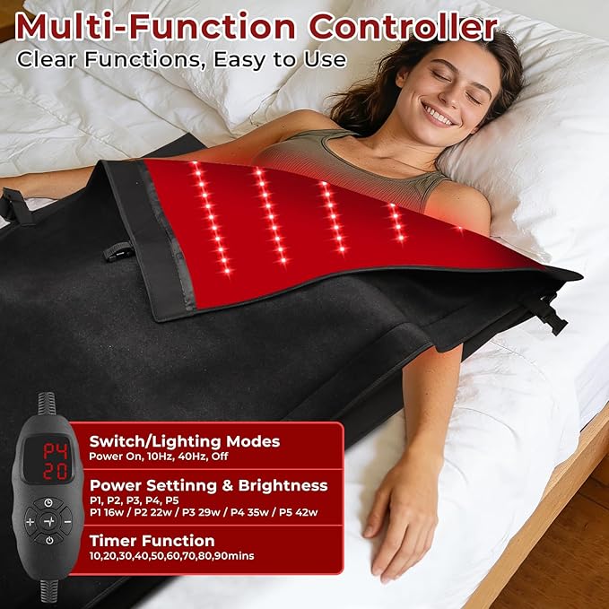 Red Light Therapy Mat for Fully Body, Red Light Blanket Dual Wavelength 660nm & 850nm Infrared Red Light Therapy Pad, Ideal for Home/Office/Men/Women/Elderly 74.8inch*33.46inch 660 LEDs