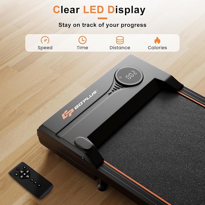 Goplus Walking Pad, 340 LBS Capacity Under Desk Treadmill with Remote Control, LED Display, 12 Preset Programs, Portable Treadmills for Home Small, Office