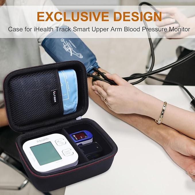 LTGEM Case Compatible with iHealth Track Smart Upper Arm Blood Pressure Monitor, Black