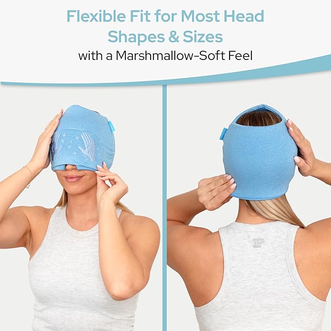 Migraine Relief Cap with Slide-Up Eye Mask - Patent Pending - Headache Relief Hat for Hangover, Stress, Tension - Buttery Soft, Made for Bad Days