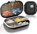 2 Pack Pill Organizer Pill Box 7 Compartments Large Pill Dispenser Home Travel Supplement Holder Airtight Vitamin Container Daily Medicine Travel Essentials(Small+ Large)