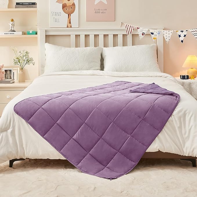 yescool Purple Weighted Blanket 7 Pounds Cooling Weighted Lap Blanket, Heavy Blanket for Sleeping, Weighted Throw Blanket Gifts for 60-80lbs, 40"x60"