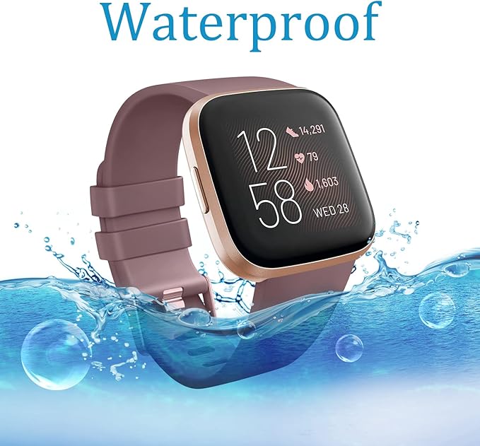 Mugust Sport Bands Compatible with Fitbit Versa, Classic Soft Silicone Replacement Wristbands Straps for Fitbit Versa 2 Smart Watch Women Men (Large, Smoke Violet)