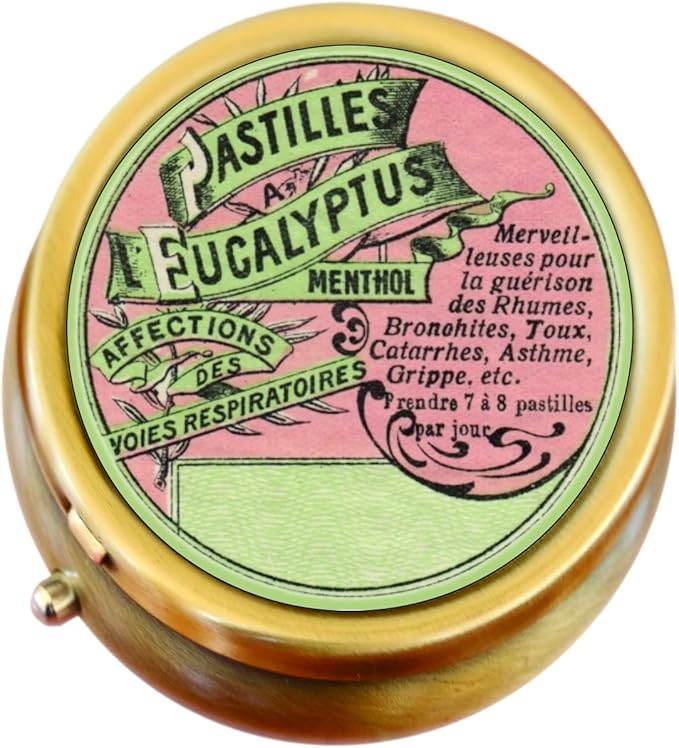 Vintage Eucalyptus Menthol Apothecary Brass Pill Box