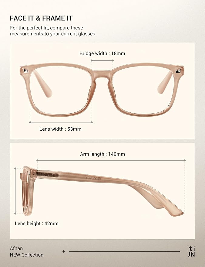 TIJN Blue Light Blocking Glasses for Women Men Clear Frame Square Nerd Eyeglasses Anti Blue Ray Computer Screen Glasses
