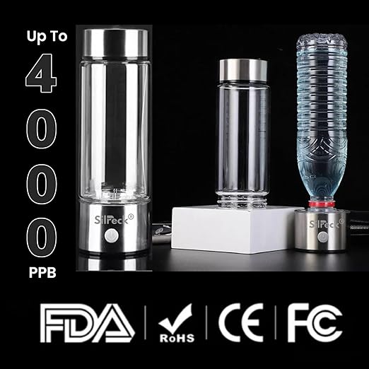 2025 Premium Hydrogen Water Bottle - 450ml | Up to 4000 PPB | Mineral Water Bottle Compatible & Portable Hydrogen Generator | BPA-Free Hydrogen Bottle Rechargeable with Cleaning Brush