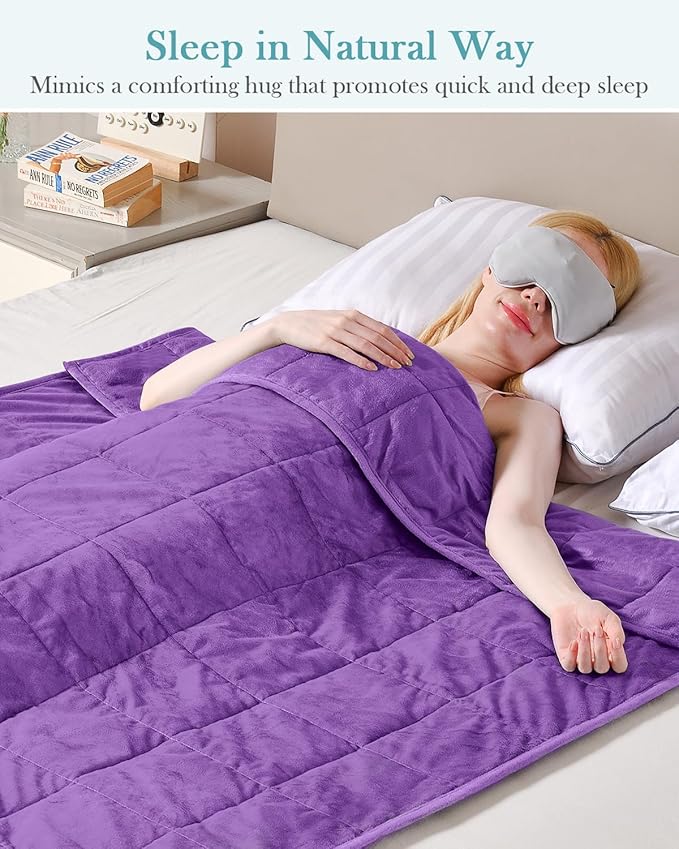 Topblan Weighted Blanket Twin Size 15lbs, Adult Weighted Blankets with Soft Warm Fabric for Sleeping and Calming, Adult Heavy Blanket for Sofa Bed, Purple, 48 x 72 inches