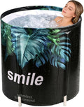STARBRILLIANT Portable Foldable Bathtub, Collapsible Adult Travel Bath Tub for Camping, Home & Spa, Space-Saving Storage, Durable PVC Material (Leaf, 27inch)