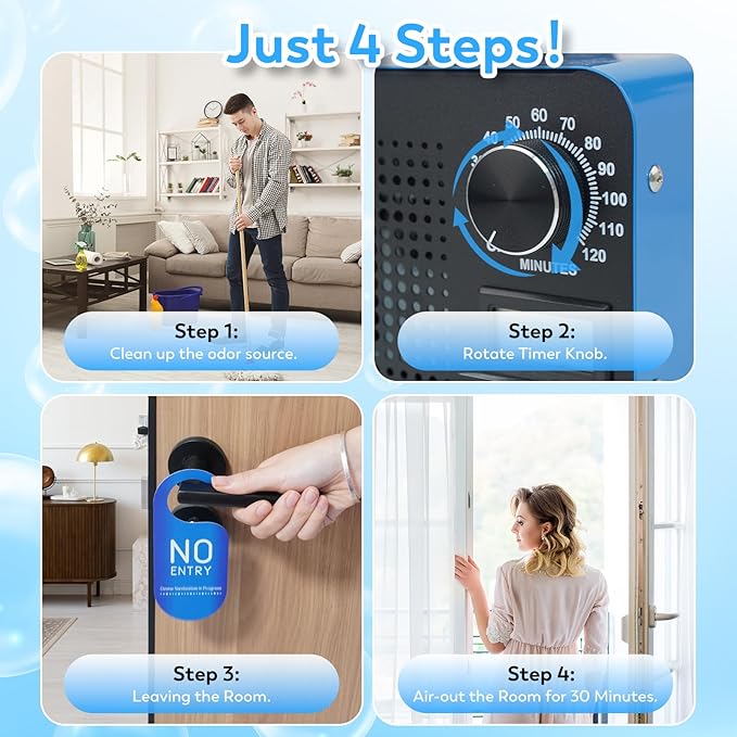 Ozone Machine Generator 128,000 Mg/H Ozone Odor Eliminator Odor Removal Air Purifier Ionizer for Rooms, Smoke