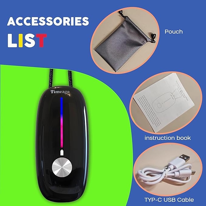 Portable Air Purifier,Personal Air Purifier Necklace, Wearable Mini Air Ionizer Eliminates Pm2.5, Allergy Pollen,Smoke,Dust for Outdoor,Travel(Black)