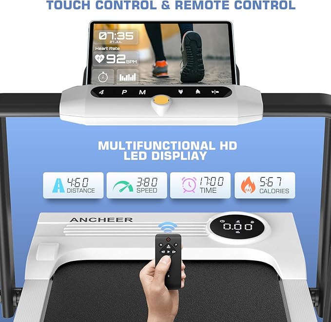 ANCHEER Walking Pad Treadmill with Incline and Handle Bar - Under Desk Treadmill 4 in 1 Folding Treadmills for Home Office/LED Display/Dual Control/12 Preset Programs