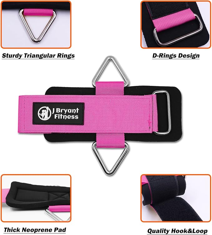 J Bryant Fitness Wrist Cuffs for Cable Machines – Heavy Duty Adjustable Wrist Straps with 7mm Neoprene Padding for Strength Training, Pull Exercises, and Forearm Support