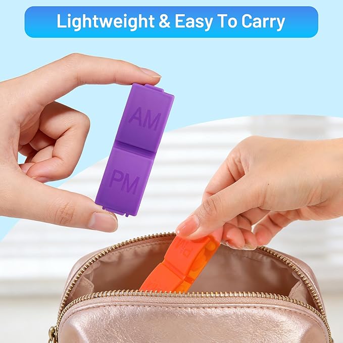 Monthly Pill Organizer 2 Times a Day, 30 Day Pill Box AM PM for Small Pill, 31 Day Vitamin & Medication Organizer with Removable Daily Compartments, DIY Number Labels, Portable Travel Pill Case