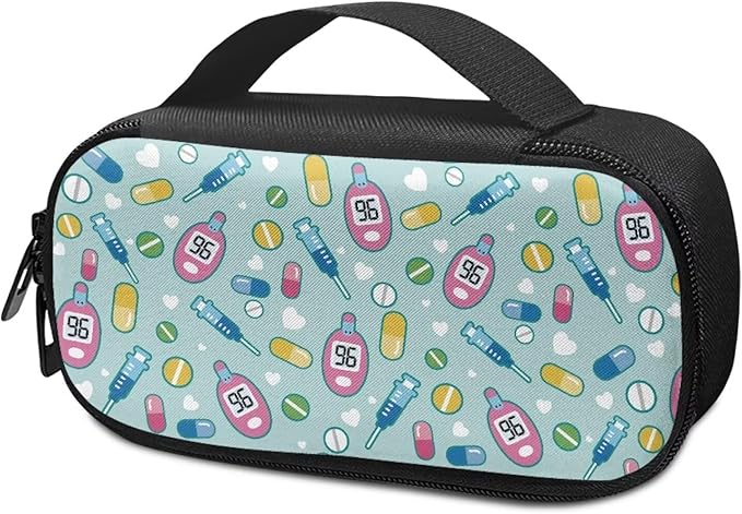 Rnyleeg Cryan Diabetic Bags for Women Men Small Size Insulin Bag for Diabetes Portable Medicine Travel Case for Insulin Pen Glucose Meter Cases for Car Home Office