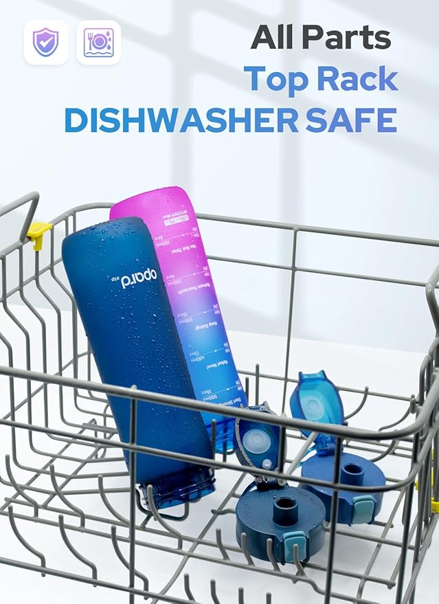 Opard 20oz Plastic Water Bottle Dishwasher Safe, Leakproof Flip-Top Lid, BPA Free Tritan, Wide Mouth Reusable Kids Water Bottle for School Hiking Commuting Outdoor Travel and Gym