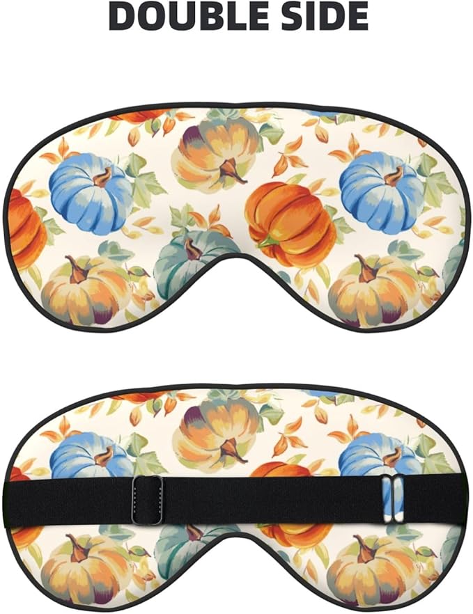 Watercolor Fall Pumpkin Sleep Mask Eye Mask with Adjustable Strap Eye Sleep Shade Cover Blocks Light for Women Men Airplane Travel Nap