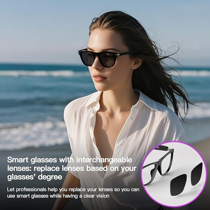 Smart Glasses for Men Women - Bluetooth Audio Sunglasses with Polarized Lenses - Wireless Headphones, Hands-Free Calling, UV Protection, Open Ear, IP67 Waterproof for Driving Fishing Walking