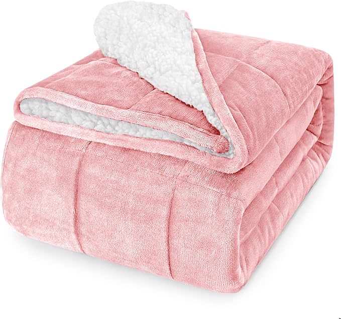 yescool Weighted Blanket for Adults (15 lbs, 48" x 72", Hot Pink) Heavy Blanket for Sleeping Perfect for 140-160 lbs, Twin Size Breathable Blanket with Premium Glass Bead, Machine Washable