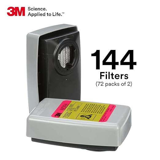 3M P100 Respirator Cartridge/Filter 7093CB, 72 Pairs, Hydrogen Fluoride, Nuisance Level Organic Vapor and Acid Gas Relief