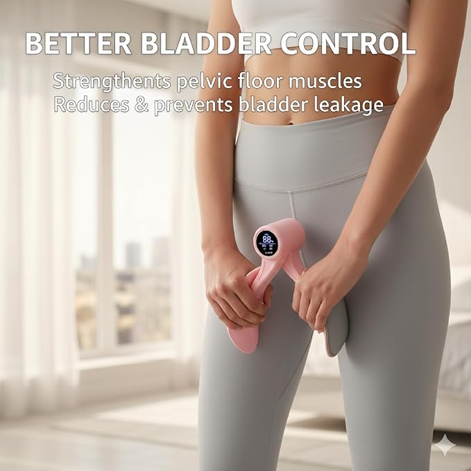 Pelvic Floor Trainer & Thigh Master for Women - Digital Kegel Exerciser for Post-Birth Recovery & Bladder Control - Inner Thigh Exerciser & Hip Abductor Machine with Counter (Pink)