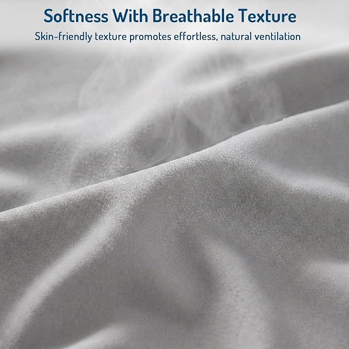 Degrees of Comfort Coolmax® Cooling Bed Sheets Twin Size for Hot Sleepers, Moisture Wicking Sheet Set for Night Sweats, Deep Pocket, Ultra Soft, Cozy for All Seasons, Light Grey 3 Pieces