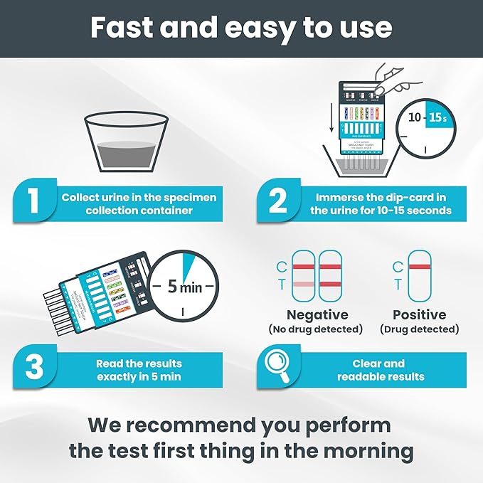 Exploro 7 Panel Drug Test Kit – at Home Urine Drug Test for THC, Cocaine, Opiates, Amphetamines, Benzodiazepines, MDMA & Methamphetamines – Easy & Accurate at Home Drug Testing Strips (Pack of 7)