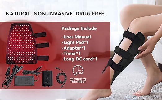 Red Light Therapy Device for Leg & Arm Pain, Near Infrared Therapy Wrap for Calf Thigh Pain Relief Portable Deep Light Therapy with Timer for Muscle Recovery