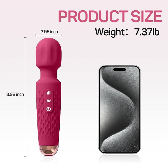 Personal Massager - 4H Max Runtime & Ultra-Quiet - Waterproof - 20 Modes 8 Speeds for Deep Tissue Back Massage, Post-Workout Recovery and Neck Muscle Relaxation（LX-Red）