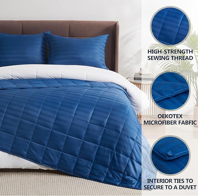 Weighted Blanket Queen Size (60"x80" 12lbs),Ultra Soft and Cozy Cooling Weighted Blanket Queen Size for Adult,Heavy Blanket with Machine Washable Soft Blanket, Navy Blue