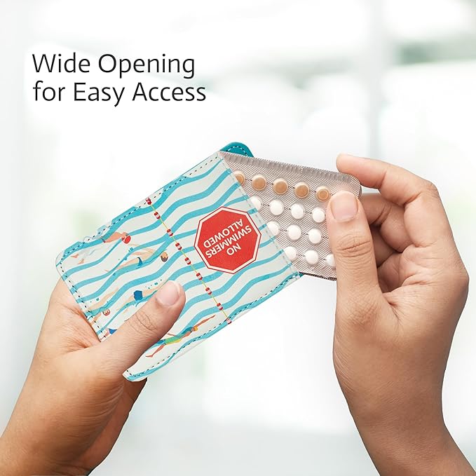 Primo Lines Discreet Birth Control Pill Case Holder, 4.4x3IN Compact Organizer Sleeve, Fits Standard Pill Packs, Portable and Stylish Protection