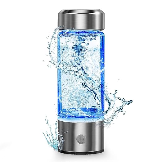 SHINKAI Hydrogen Water Bottle 450ml Portable Hydrogen Ionizer with SPE/PEM Technology, Rechargeable Hydrogen Rich Water Generator for Home, Office, Travel & Gym (Silver)