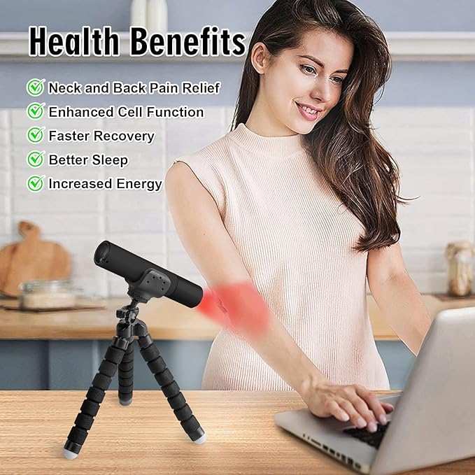 Infrared & Red Light Therapy Device,Advanced Triple-Wavelength Technology Heldhold Red Light Therapy Torch for Body Face Neck Knee Hand Back Pain Relief(Black)