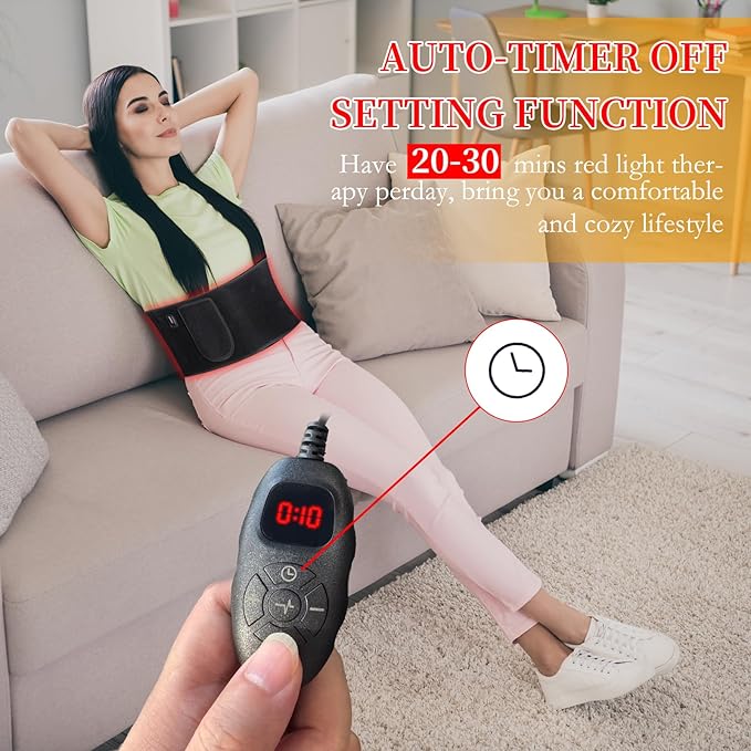 Red Light Belt, Near Infrared Light Belt for Legs, Back, Waist, Shoulders, Neck, 660nm and 850nm Red Light Wrap with Timing Settings, 5 Light Modes (Black)