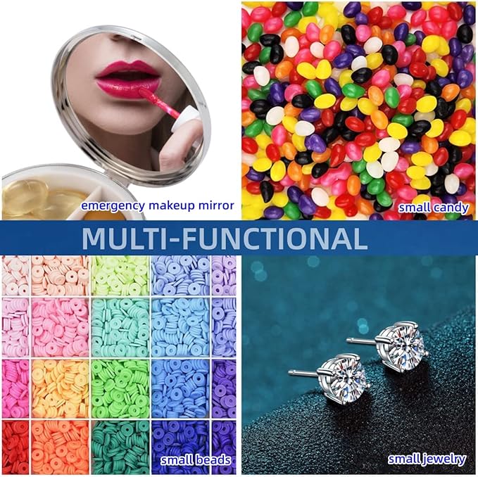Small Pill Organizer,Birth Control Pill Case,Medicine Container,Round Pillbox Holders,Compact Pill Organizer(Champagne)