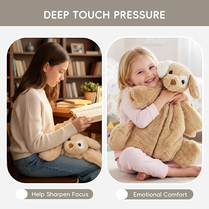 L'AGRATY Weighted Lap Pad for Kids 7 lbs, Sensory Needs Weighted Stuffed Animals Lap Blanket Soft Plush Hugging Sensory for Kids Teen Adults Removable Washable Cover