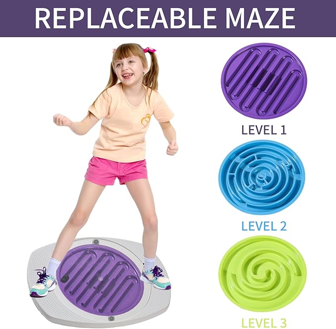 Balance Board, 20 Inch Anti Slip Balance Board with 3 Replacement Maze Disks, Maximum Load of 165 Pounds
