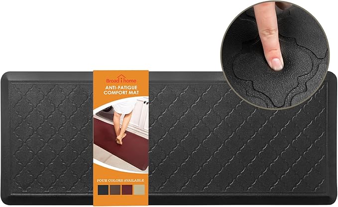 24 x 60 Inch Extra Support Anti Fatigue Comfort Kitchen Mat, Waterproof Long Kitchen Runner, Non-Slip Standing Desk Mat, Commercial Pads for Offices, Home, Garages (Barcelona Black, 24'' x 60'')