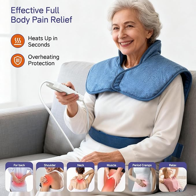 Large Heating Pad for Back Neck Shoulders, Electric Heating Pad for Back Pain Relief, 6 Heat Settings & 4 Timers 24"x33" Weighted Design, Christmas Birthday Gifts for Women Men Mom Dad